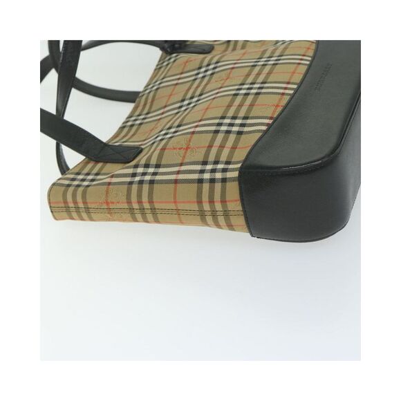 Pre Loved BURBERRY Beige Check Tote Classic Style Handbag Womens Bag - Picture 4 of 8